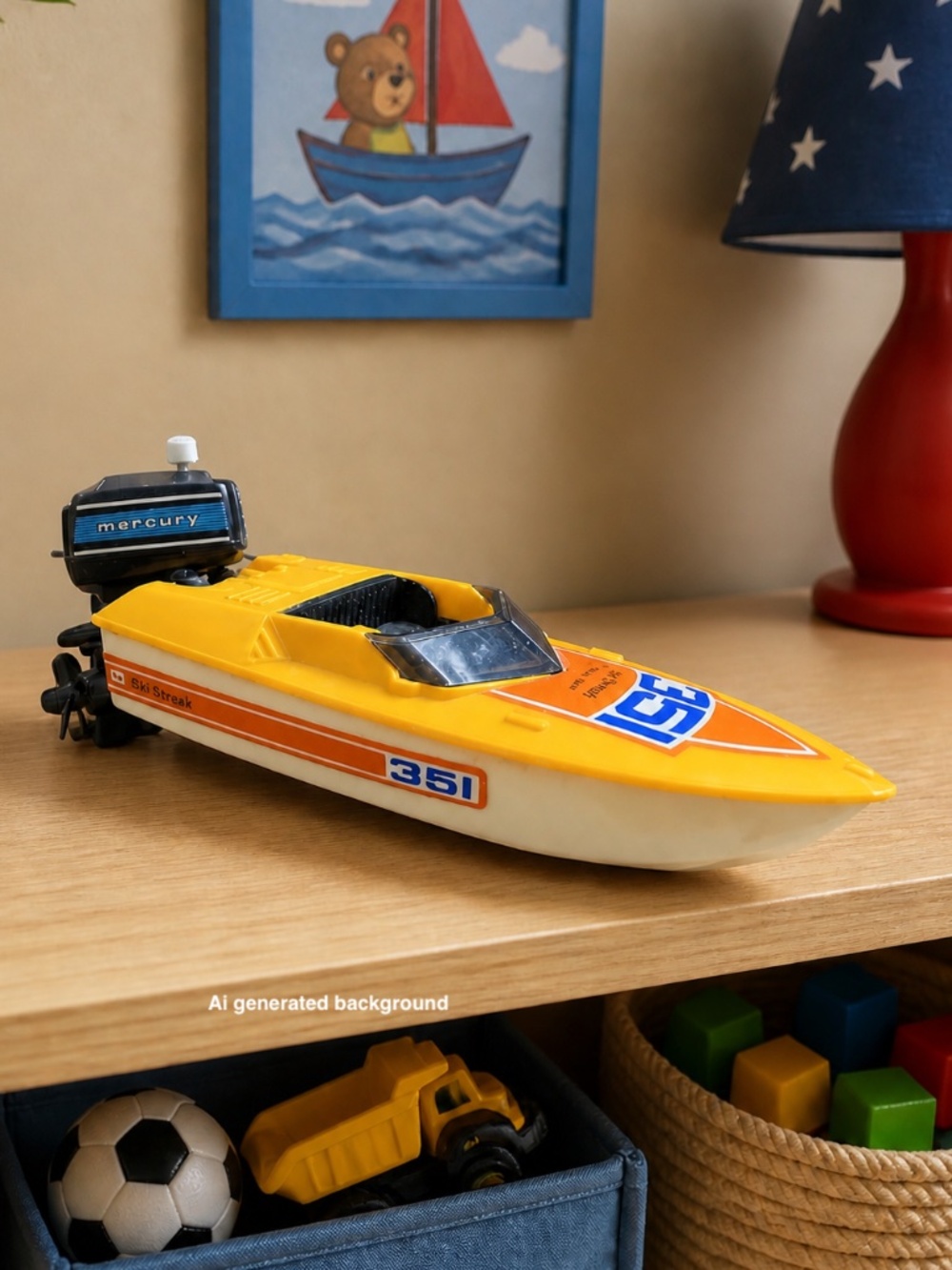 1978 TOMY 351 Ski Streak Racing Team Wind-Up Boat